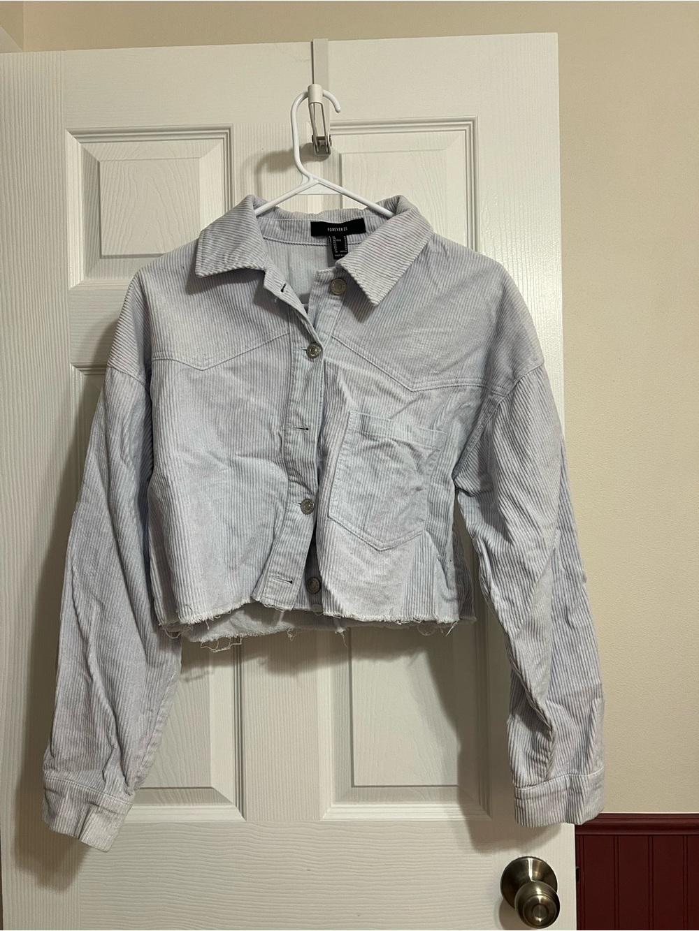 Forever 21 Light Blue Cropped Corduroy Jacket